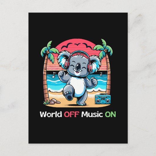 Koala vibing op het strand briefkaart (Voorkant)