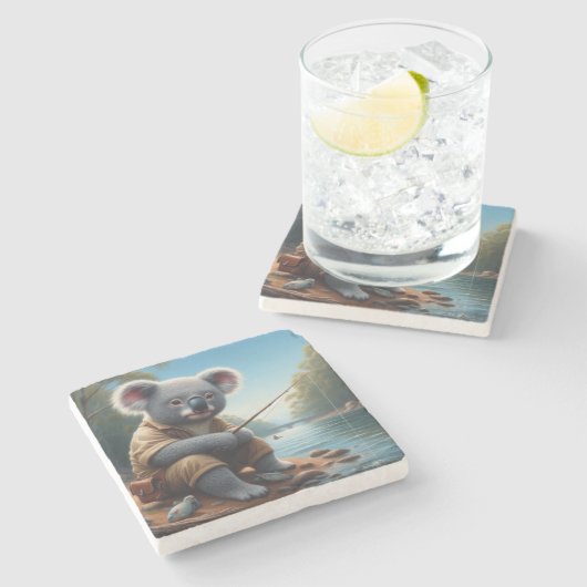 Koala Vist Stenen Onderzetter (Zijkant)