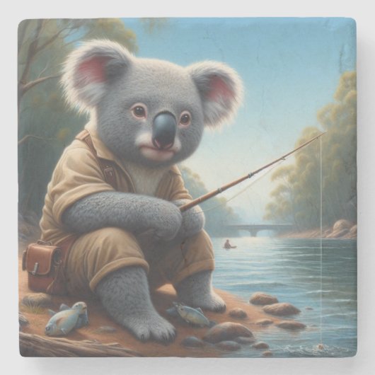 Koala Vist Stenen Onderzetter (Voorkant)