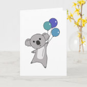 Koala vliegt met ballonnen kinder zoete dieren kaart (Gele Bloem)