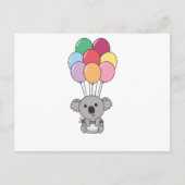 Koala vliegt met kleurrijke ballonnen omhoog briefkaart (Voorkant)