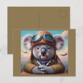 Koala Vliegtuigpiloot Briefkaart (Voorkant / Achterkant)