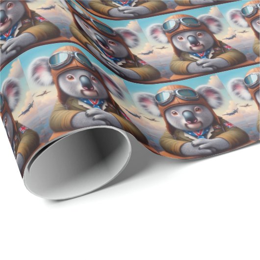 Koala Vliegtuigpiloot Cadeaupapier (Rol Hoek)
