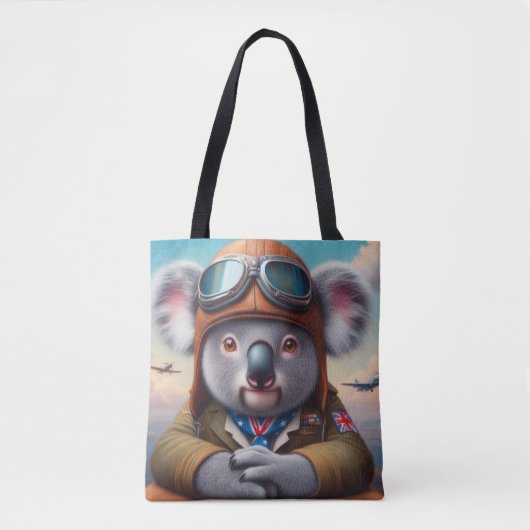 Koala Vliegtuigpiloot Tote Bag (Voorkant)