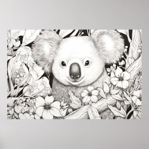 Koala Vreedzame Natuur Prairie Schets Tekenstijl Poster