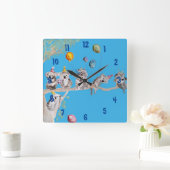 Koala Waterverf Art Blue Childs Nursery Clock Vierkante Klok (Huis)