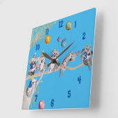 Koala Waterverf Art Blue Childs Nursery Clock Vierkante Klok (Hoek)