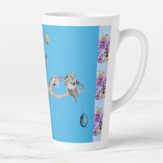 Koala Waterverf Blauw Verjaardagsfeestje Latte Mok (Rechts)