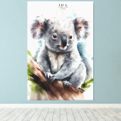 Koala - Waterverf schilderachtige canvas afdrukken (Insitu (Houten vloer))