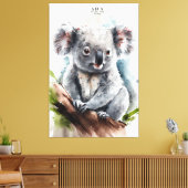Koala - Waterverf schilderachtige canvas afdrukken (Insitu (Woonkamer))