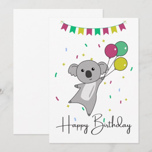 Koala Wensen Gefeliciteerd Koala's Kaart (Voorkant / Achterkant)