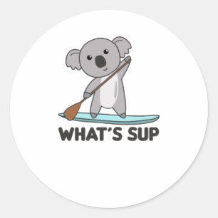 Koala Whats Sup Team Funny Koalas Paddle Ronde Sticker