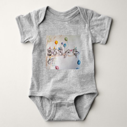 Koala Whimsical Waterverf Gray Babies Bodysuit (Voorkant)