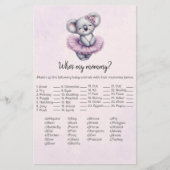 Koala Wie is mijn mammie Baby Shower spelkaart Briefpapier (Voorkant)