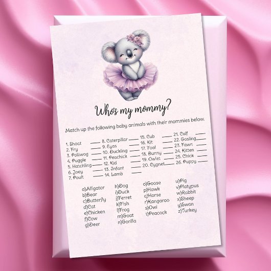 Koala Wie is mijn mammie Baby Shower spelkaart Briefpapier