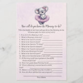 Koala Wie kent Mama Beste Baby shower Game Kaart (Voorkant)