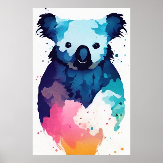 Koala Wilde Natuur Dierlijke Kleur Kunst Schildere Poster (Voorkant)