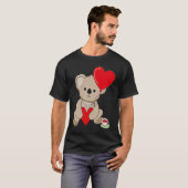 Koala With Heart Balloon Valentines Day Love Boys T-shirt (Voorkant volledig)