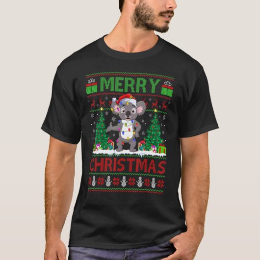 Koala Xmas Boom Lights Ugly Santa Koala Christma T-shirt (Voorkant)