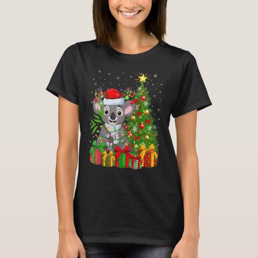 Koala   Xmas Holiday Santa Koala Christmas Tree T-shirt (Voorkant)