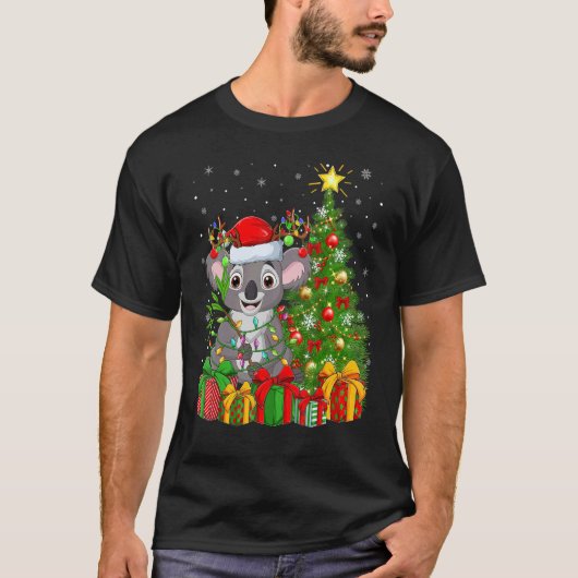 Koala   Xmas Holiday Santa Koala Christmas Tree T-shirt (Voorkant)