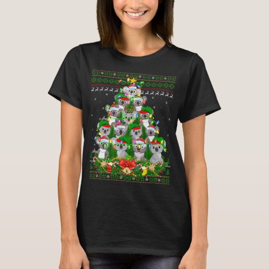 Koala Xmas Lighting Tree Santa Koala Ugly Christma T-shirt (Voorkant)