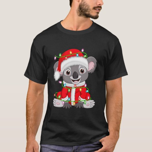 Koala Xmas Verlichting Santa Koala Koala Kerstmis T-shirt (Voorkant)