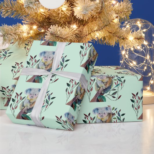 Koala zittend in een eucalyptusboom cadeaupapier (Feestdagen)