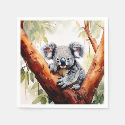Koala zittend in een eucalyptusboom servet (Voorkant)