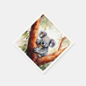 Koala zittend in een eucalyptusboom servet (Hoek)