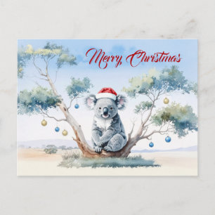 Koala zittend in een gombboom vrolijk kerstfeest feestdagenkaart