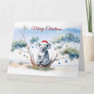 Koala zittend in een gombboom vrolijk kerstfeest kaart