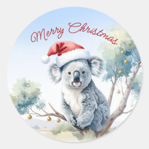 Koala zittend in een gombomen Kerstmis Ronde Sticker