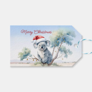 Koala Zittend in een gomboom Vrolijk kerstfeest Cadeaulabel