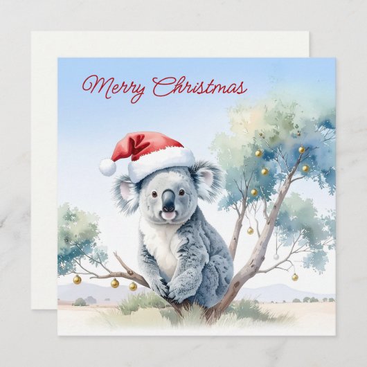 Koala Zittend in een gomboom Vrolijk kerstfeest Feestdagenkaart (Voorkant / Achterkant)