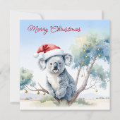 Koala Zittend in een gomboom Vrolijk kerstfeest Feestdagenkaart (Voorkant)