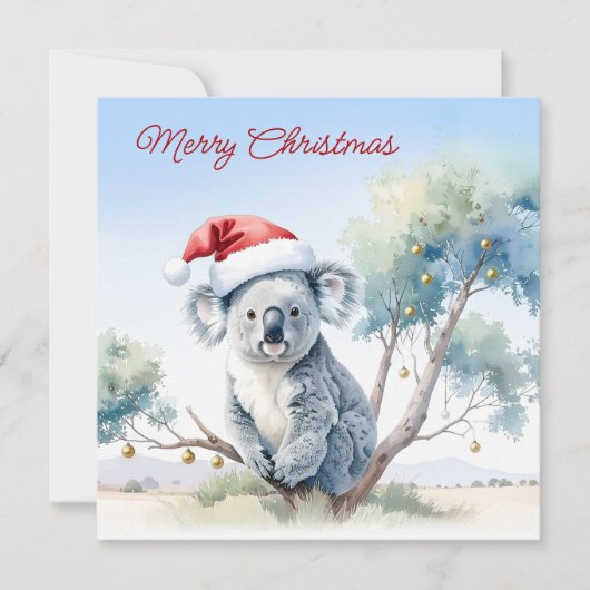 Koala Zittend in een gomboom Vrolijk kerstfeest Feestdagenkaart (Voorkant)
