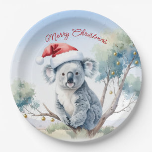 Koala Zittend in een gomboom Vrolijk kerstfeest Papieren Bordje
