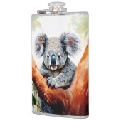 Koala Zittend in een Gum Tree Heupfles (Links)