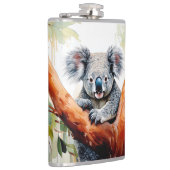 Koala Zittend in een Gum Tree Heupfles (Rechts)