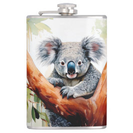 Koala Zittend in een Gum Tree Heupfles