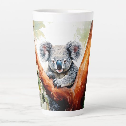 Koala Zittend in een Gum Tree Latte Mok (Voorkant)