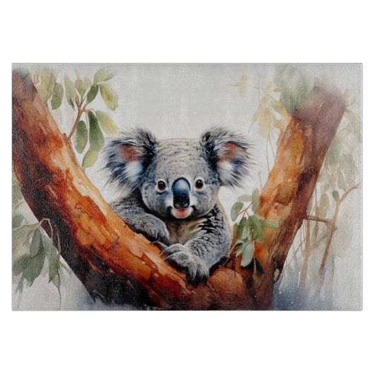 Koala Zittend in een Gum Tree Snijplank (Voorkant)