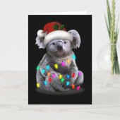 Koala zittend met kerstverlichting Kerstseizoen Kaart (Voorkant)