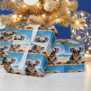 Koala Zonnebril Zonnig Strand Prettig Kerstfeest Cadeaupapier