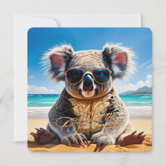 Koala Zonnebril Zonnig Strand Prettig Kerstfeest Feestdagenkaart