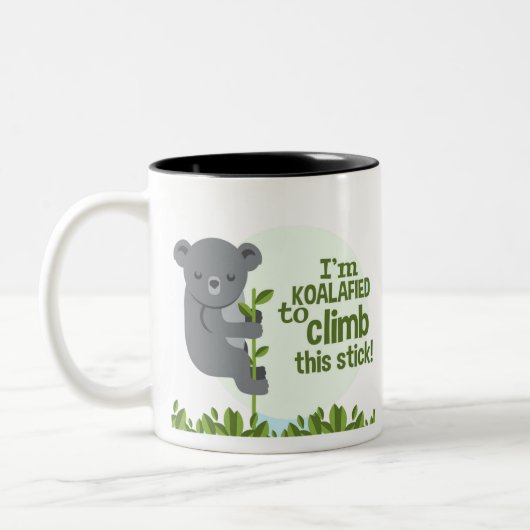 Koalafied klimt deze stok, Funny Cool Koala Tweekleurige Koffiemok (Links)