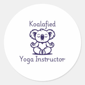 Koalafied Yoga Teacher, Cute Meditating Koala Bear Ronde Sticker