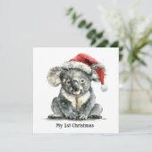 Koala's eerste kerstknuffels, op maat kaart (Staand voorkant)