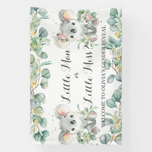 Koalas Greenery Gender onthult welkomstachtergrond Spandoek (Verticaal)
